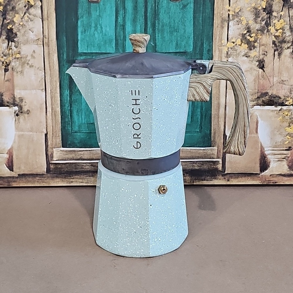 GROSCHE Milano Stone Stovetop Espresso Coffee Maker Mint Green 6 Cups USED ONCE